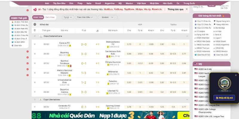 Kết quả bóng đá Mỹ được cập nhật liên tục tại KQBD 247